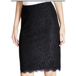 Diane vonFrustenberg Black Lace Pencil Skirt with zipper detail in back, size 10